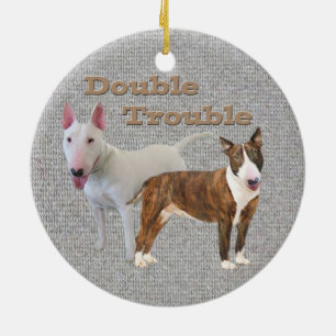 En Céramique Double ornement de problème de bull-terrier