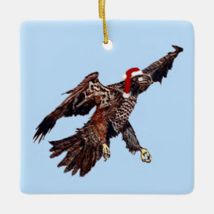 En Céramique Eaglet E9 dit : "J'AI VOLÉ !" Noël Ornement couleu