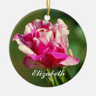 En Céramique Elizabeth Pepperment Noël Ornement Rose de Noël