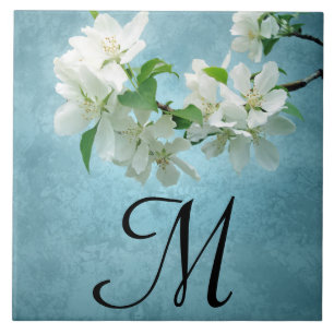 En Céramique Fleur blanche sur le carreau d'affichage du monogr