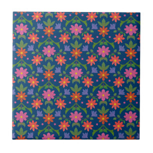 En Céramique Fleurs de Rangoli, pois sur le carreau de