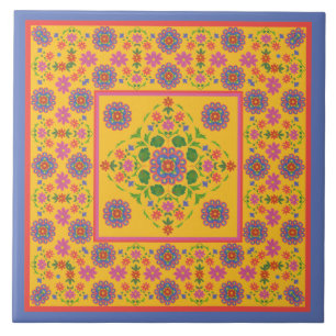 En Céramique Frontière florale de motif de Rangoli, carreau de