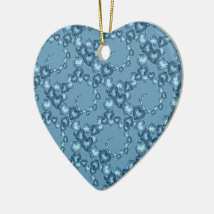 En Céramique Frottes cardiaques, ORNEMENT Bleu-COEUR clair