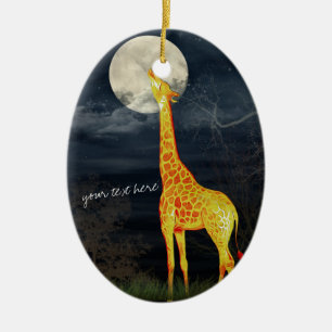 En Céramique Giraffe et Lune Décoration personnalisée