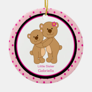 En Céramique Grand ornement d'ours de petite soeur