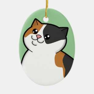 En Céramique Gros ornement heureux de souvenir de chat de