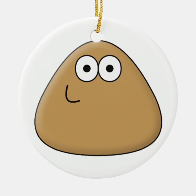 En Céramique Happy Pou - Ornement rond (Devant)