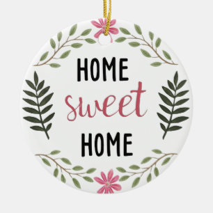 En Céramique Home Sweet Home Custom Botanical Ornement