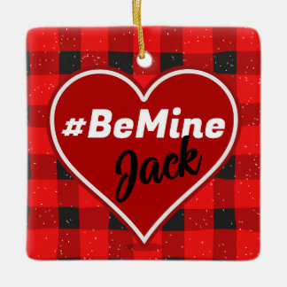 En Céramique I ♥ U I Love You Buffalo Plaid Ornement