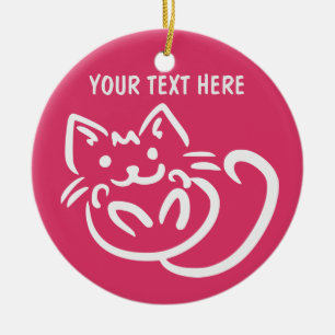 En Céramique Illustration de chat ornement couleur personnalisé