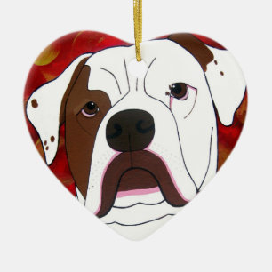 En Céramique J'aime mon ornement américain de chien de Taureau