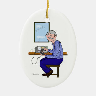 En Céramique Jambon masculin - ornement gris de Noël de