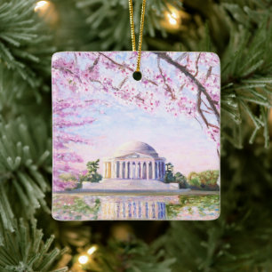 En Céramique Jefferson Memorial Cherry Blossoms Ornement