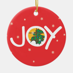 En Céramique Joie - ornement rouge rond de Joyeux Noël