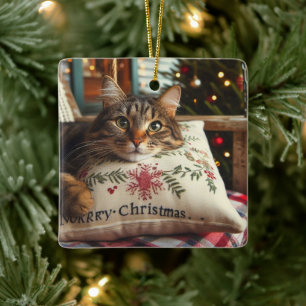 En Céramique Joli Chat Ornement Joyeux Noël