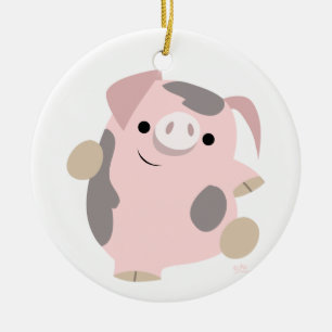 En Céramique Joli dessin dansant ornement de cochon