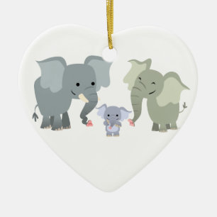 En Céramique Joli dessin Elephant de famille Ornement
