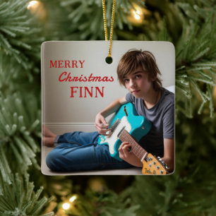 En Céramique Joyeux Noël Guitare Enthousiaste Ornement