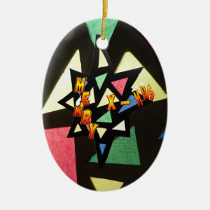 En Céramique Joyeux Noël Vitré Star Oval Ornement