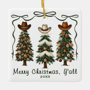 En Céramique Joyeux Noël Y'all Noël Arbre Ornement