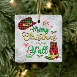En Céramique Joyeux Noël Y'all Noël Ornement