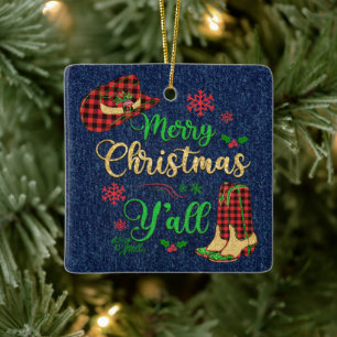 En Céramique Joyeux Noël Y'all Noël Ornement