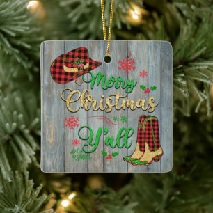 En Céramique Joyeux Noël Y'all Noël Ornement