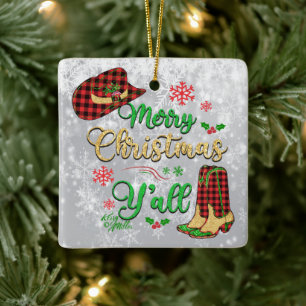 En Céramique Joyeux Noël Y'all Noël Ornement