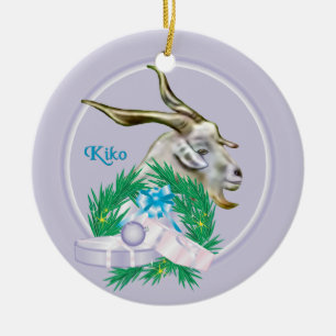 En Céramique Kiko Chèvre Wreath Ornement de vacances
