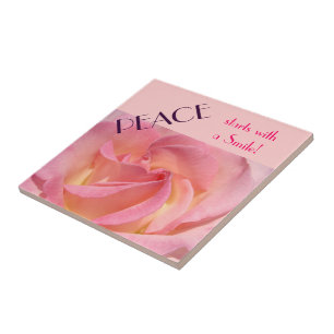En Céramique La paix commence par un sourire Carreau d'art Rose