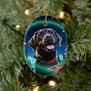 En Céramique Labrador Retriever Noël, Décoration pendante
