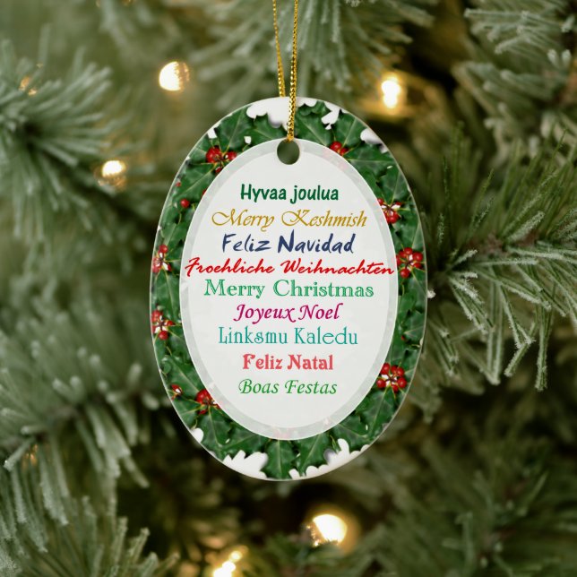 En Céramique Langues du monde Joyeux Noël Texte Ornement (Arbre)