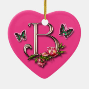 EN CÉRAMIQUE LETTRE B - ORNEMENT DE MONOGRAMME DE COEUR