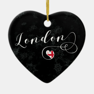 En Céramique London Heart, Ornement d'arbre de Noël, Angleterre
