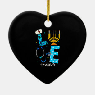 En Céramique Love Nurse Life Hanoukka Décoration Menorah Matchi