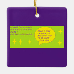En Céramique Message amusant sur un ornement violet