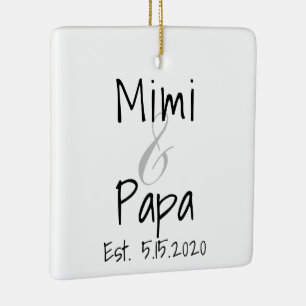 En Céramique Mimi et Papa Premier Grand-Enfant Ornement
