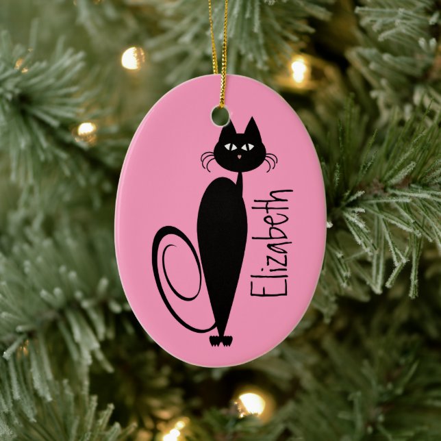 En Céramique Mod Black Kitty Ornement (Arbre)