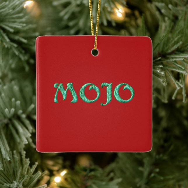 En Céramique Mojo rouge pendaison ornement carré (Arbre)