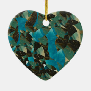 En Céramique Mosaic Bleu Ornement Coeur