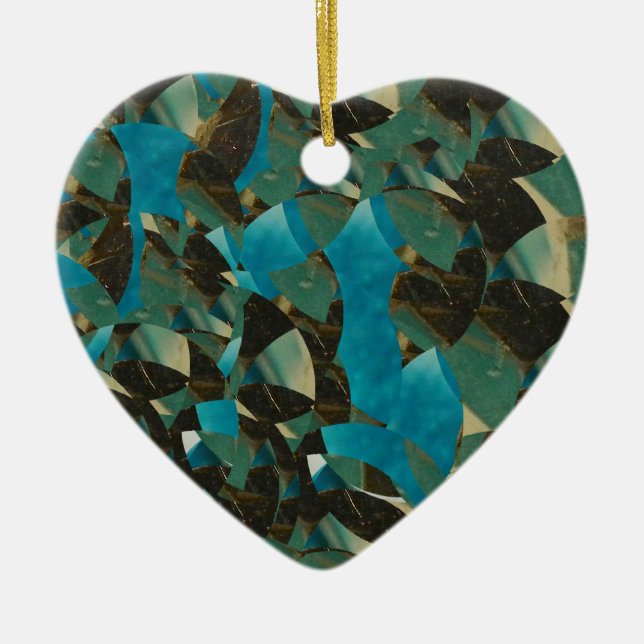 En Céramique Mosaic Bleu Ornement Coeur (Devant)