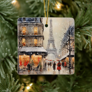 En Céramique Noël à Paris, ornement de fête,