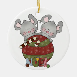 En Céramique Noel Holiday Mice Noël Ornement