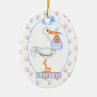 Nouvel ornement ethnique de cigogne de bébé
