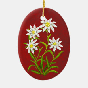 En Céramique Ornement alpin de fleurs d'edelweiss suisse