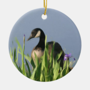 En Céramique Ornement animal de Canada Goose Irises