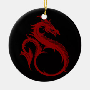 En Céramique Ornement Apalala Dragon Rouge