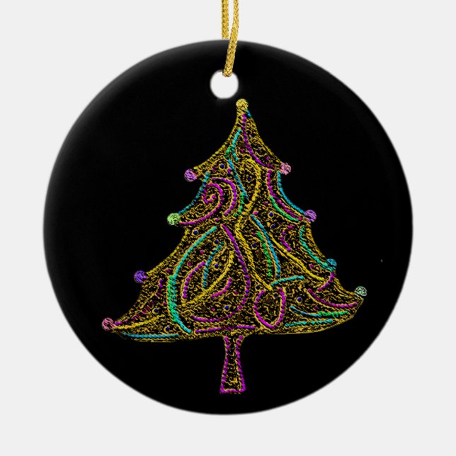 En Céramique Ornement au néon électrique d'arbre de Noël (Devant)