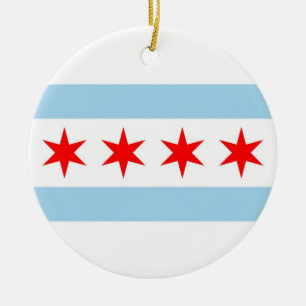 En Céramique Ornement avec drapeau de Chicago, Illinois
