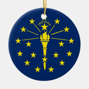 En Céramique Ornement avec drapeau de l'Indiana